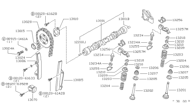 1981 Nissan 720 Pickup Camshaft & Valve Mechanism Diagram 1