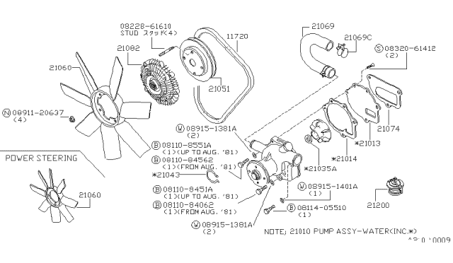 1981 Nissan 720 Pickup Bolt Diagram for 08110-8451A