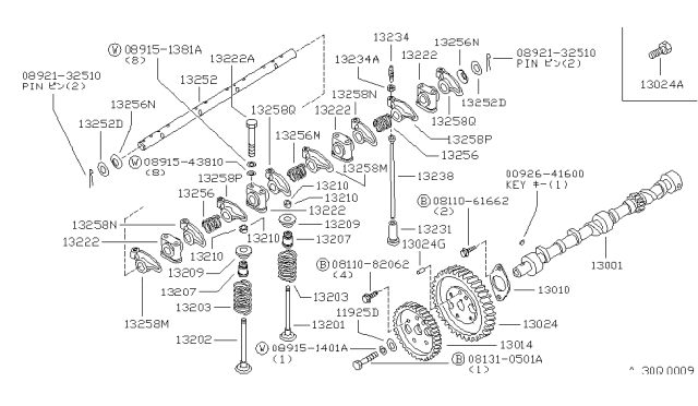 1986 Nissan 720 Pickup Rocker Valve Diagram for 13285-L2000