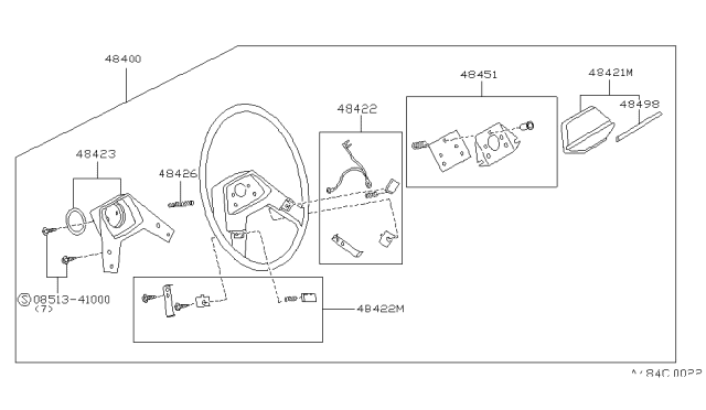 1983 Nissan 720 Pickup Button Horn RH Diagram for 48422-11W11