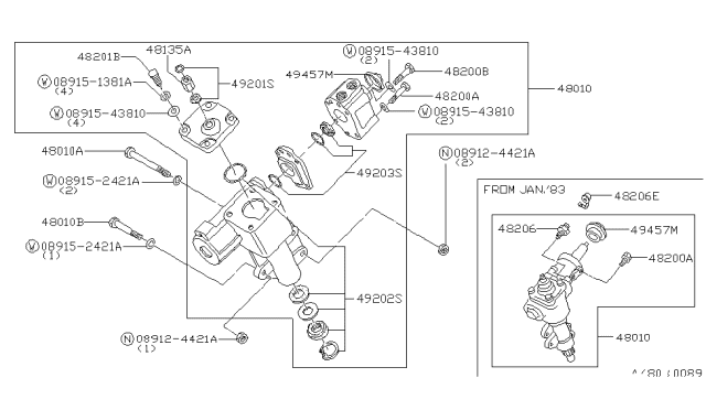 1982 Nissan 720 Pickup Manual Steering Gear Diagram 2