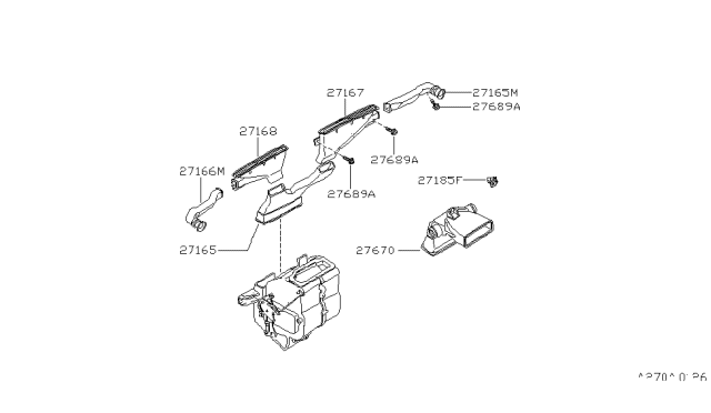 1983 Nissan 720 Pickup Center Vent Duct Diagram for 27860-03W00