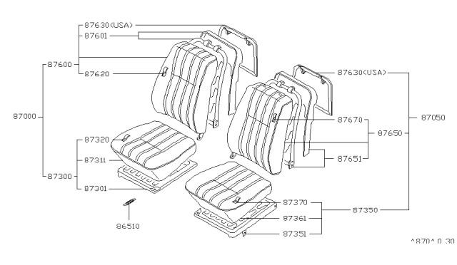 1982 Nissan 720 Pickup Front Seat Diagram