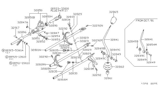 1981 Nissan 720 Pickup Rod Diagram for 32816-E9203