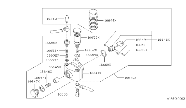 1986 Nissan 720 Pickup Spring-Piston Diagram for 16646-37501