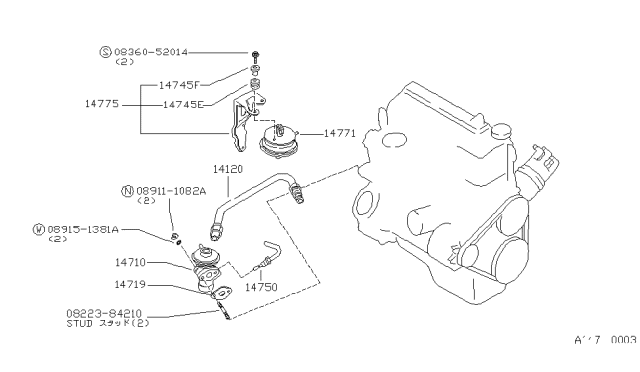 1986 Nissan 720 Pickup EGR Parts Diagram 4