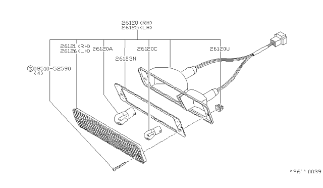 1983 Nissan 720 Pickup Front Combination Lamp Diagram