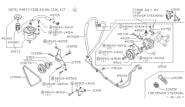 1983 Nissan 720 Pickup Power Steering Pump Diagram 1