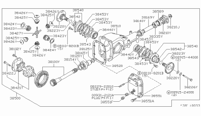 1985 Nissan 720 Pickup Bolt Side FLANG Diagram for 38226-50W00