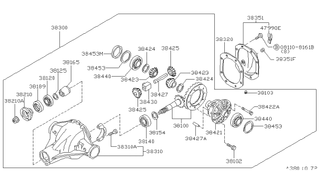 1986 Nissan 720 Pickup Case-Differential Diagram for 38421-P0100