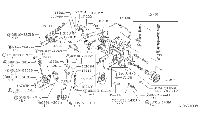 1986 Nissan 720 Pickup Plug Diagram for 08931-44610