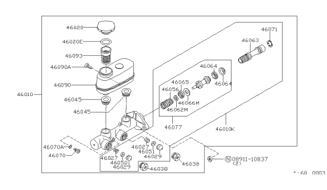 1983 Nissan 720 Pickup Master Cylinder Diagram for 46010-P8000