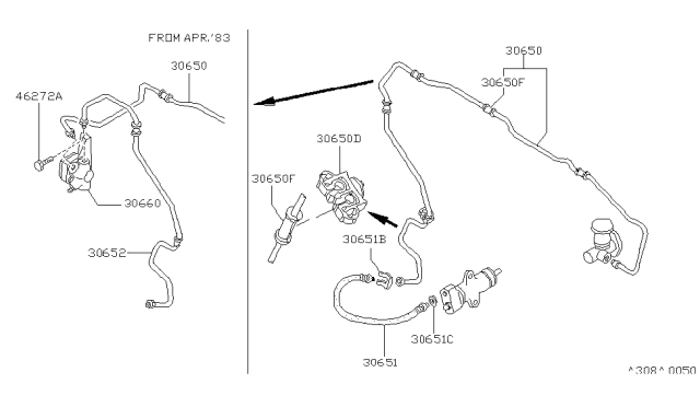 1983 Nissan 720 Pickup Hose Clutch Diagram for 46211-89915