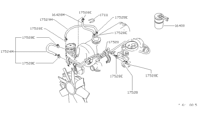 1981 Nissan 720 Pickup Tube-Fuel Diagram for 17524-W5800