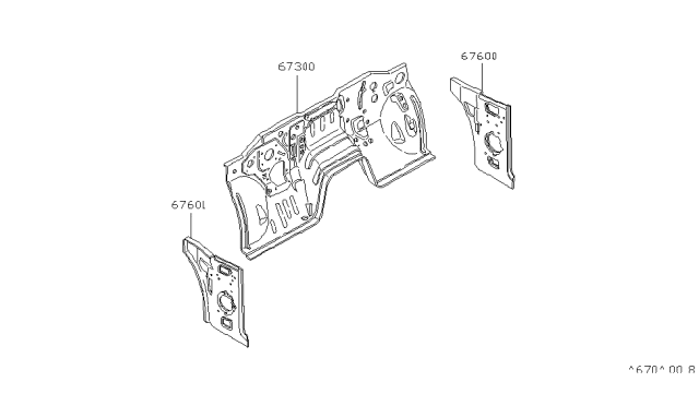 1981 Nissan 720 Pickup Dash Lower Diagram for 67300-06W00