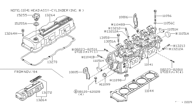 1980 Nissan 720 Pickup Cylinder Head & Rocker Cover Diagram 4