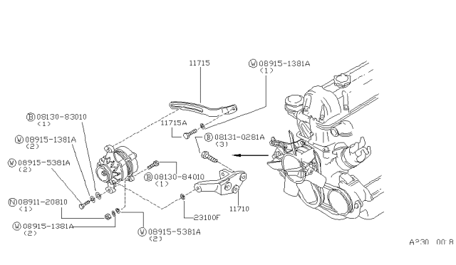 1981 Nissan 720 Pickup Bolt Diagram for 08130-84010