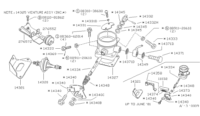 1981 Nissan 720 Pickup Rubber Protector Diagram for 14352-36W00