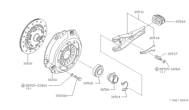 1982 Nissan 720 Pickup Disc-Clutch Diagram for 30100-P9201