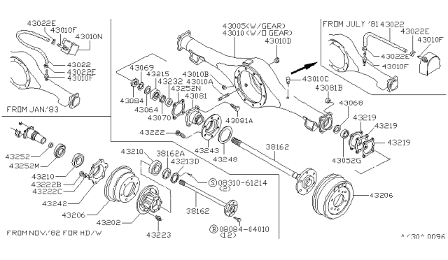 1984 Nissan 720 Pickup SHIM Case Diagram for 43088-P0110