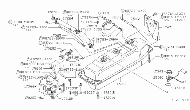 1985 Nissan 720 Pickup Fuel Tank Diagram 2