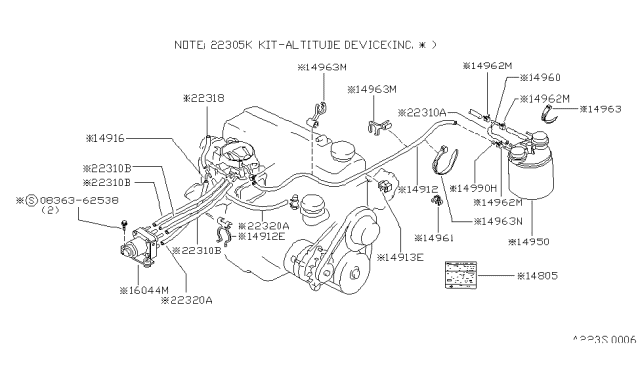 1982 Nissan 720 Pickup Orf-Out Vent Diagram for 16335-D1600