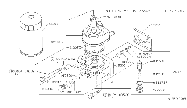 1982 Nissan 720 Pickup Packing Diagram for 15304-09W00