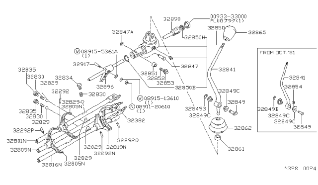 1981 Nissan 720 Pickup Lever-Striking Diagram for 32896-E9309