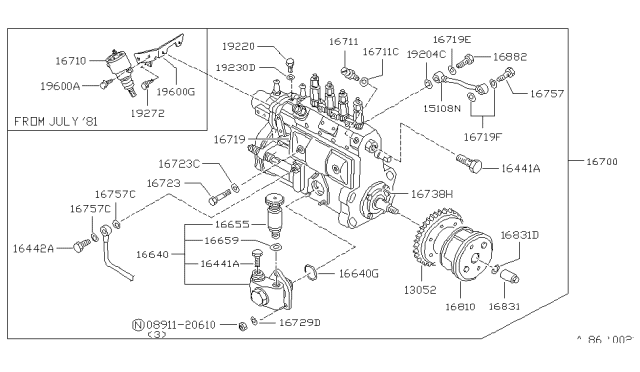 1985 Nissan 720 Pickup Gasket Diagram for 16659-37500