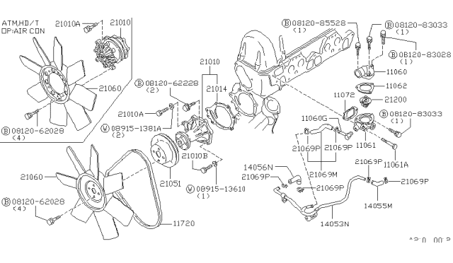 1980 Nissan 720 Pickup Air Pump Belt Diagram for 14853-U6706