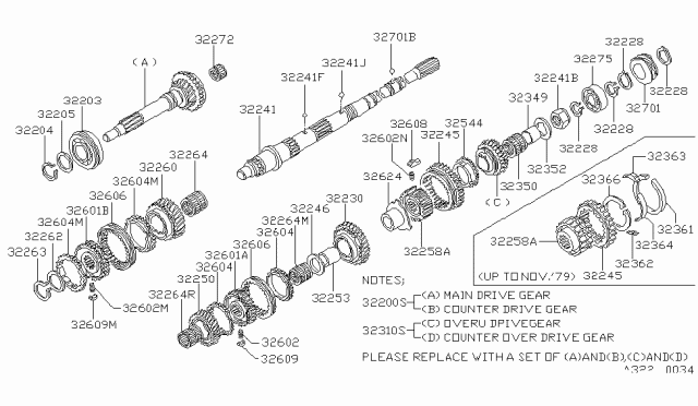 1980 Nissan 720 Pickup Snap Ring Diagram for 32228-E9203