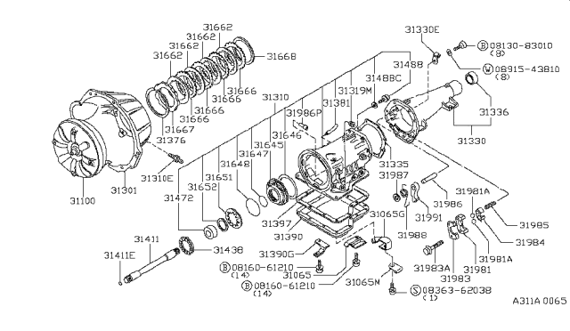 1986 Nissan 720 Pickup Torque Converter Diagram for 31100-X6620
