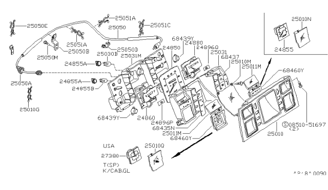 1983 Nissan 720 Pickup Instrument Meter & Gauge Diagram 1