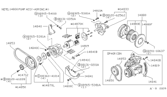 1980 Nissan 720 Pickup PULLEY-Air Pump Diagram for 14849-U6717