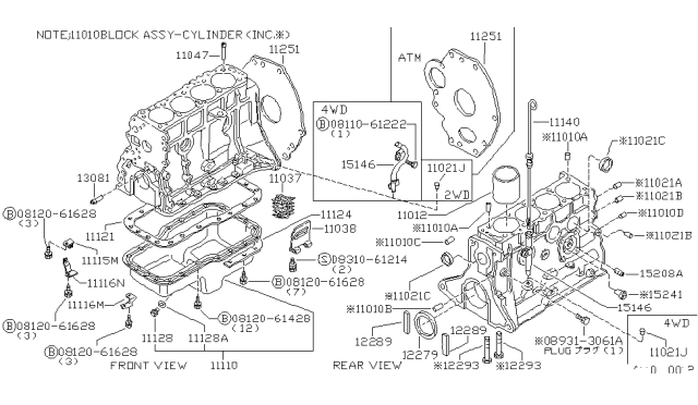 1981 Nissan 720 Pickup Oil Pan Diagram for 11110-44W00