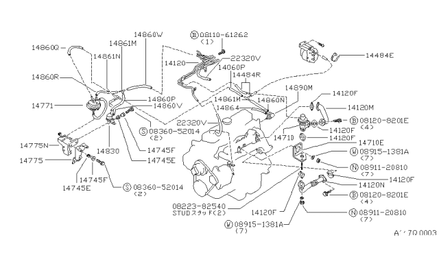 1983 Nissan 720 Pickup Valve EGR Control Diagram for 14710-10W01