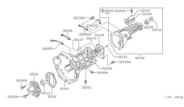 1986 Nissan 720 Pickup Transmission Case & Clutch Release Diagram 1