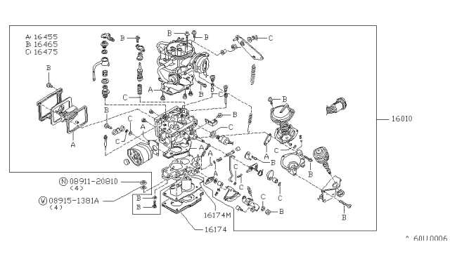 1984 Nissan 720 Pickup Gasket-INSL CARBURETOR Diagram for 16175-62W00