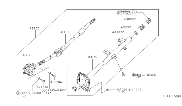 1981 Nissan 720 Pickup Steering Column Diagram for 48810-06W00