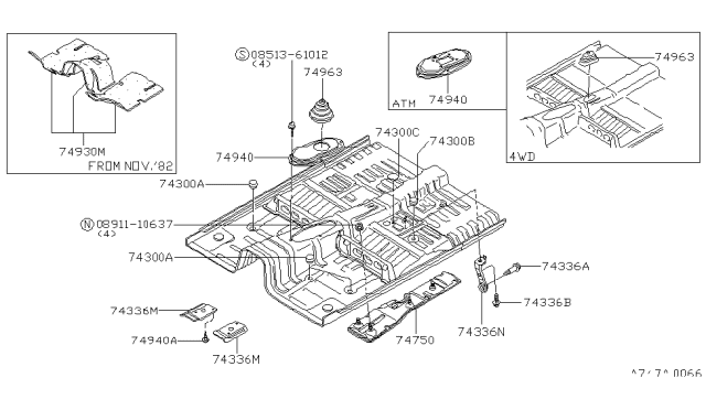 1984 Nissan 720 Pickup Floor Fitting Diagram