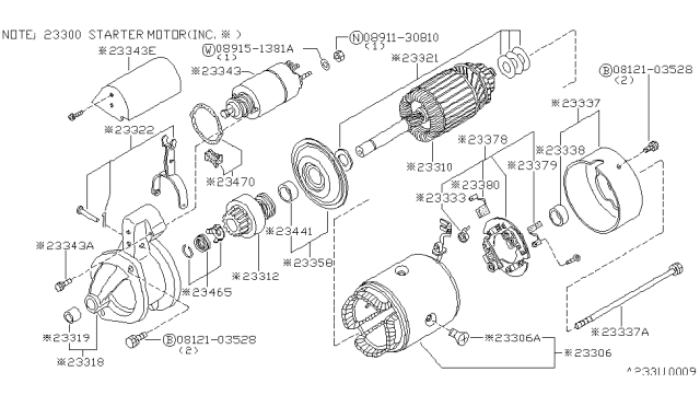 1982 Nissan 720 Pickup Metal Rear Cover Diagram for 23338-37502