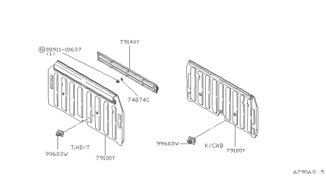 1982 Nissan 720 Pickup REINF Bk Panel Diagram for 79120-10W00