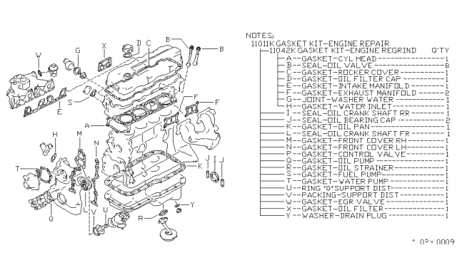 1981 Nissan 720 Pickup Gasket Kit Diagram for 10101-06W27