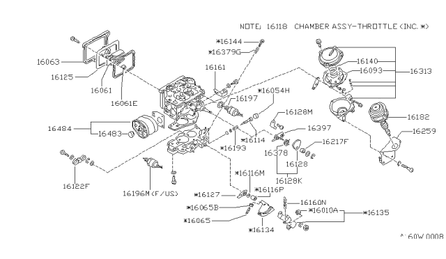 1986 Nissan 720 Pickup Cam-Fast Idle Diagram for 16063-80W00