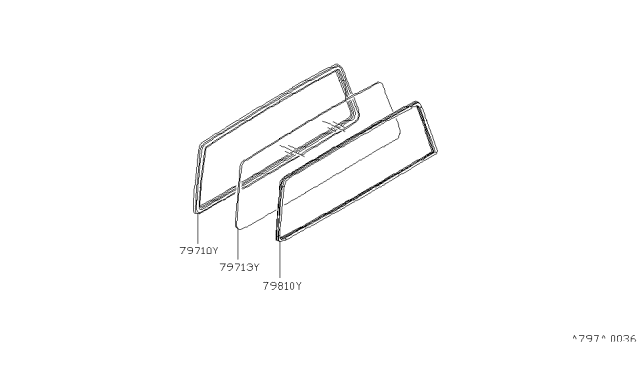 1984 Nissan 720 Pickup WEATHERSTRIP Back Window Diagram for 79710-11W00