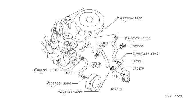 1980 Nissan 720 Pickup Air INJCTION Hose Diagram for 18718-05W00