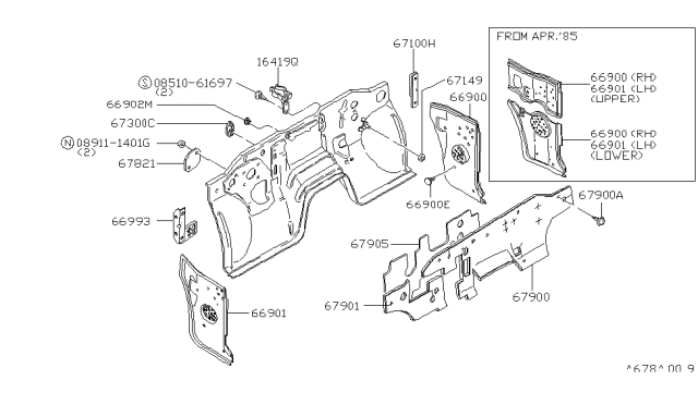 1985 Nissan 720 Pickup FINISHER-Dash Side Lower LH Diagram for 66906-09W20