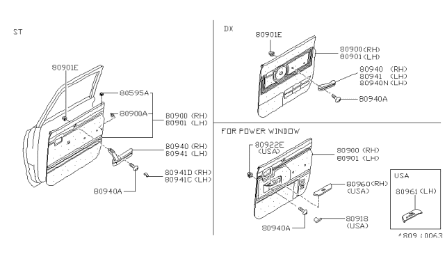 1983 Nissan 720 Pickup Front Door Trimming Diagram 2