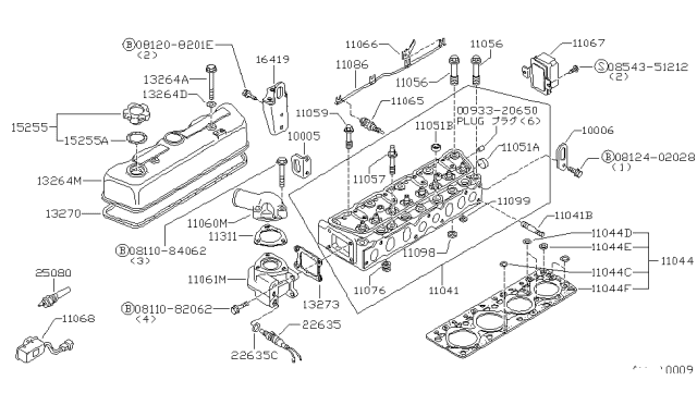 1984 Nissan 720 Pickup Cylinder Head & Rocker Cover Diagram 2