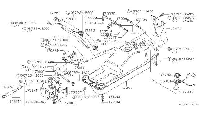 1986 Nissan 720 Pickup Fuel Tank Diagram 1